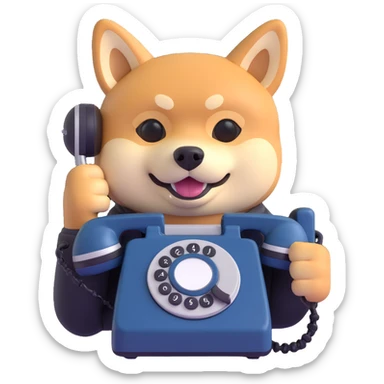 shiba inu calling on old phone sticker