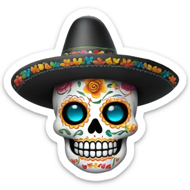 Day of the dead skull with sombrero  sticker