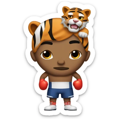 White man Boxer with tiger power  sticker