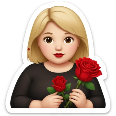 ash Trevino is a fat girl with dirty blonde hair and has a rose in her hand , really fat sticker