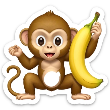 A monkey going crazy eating a banana  sticker