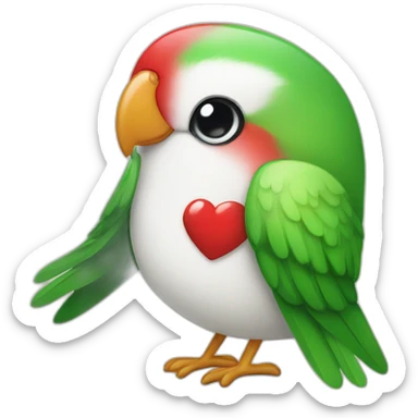 Red white and Green Love bird sticker