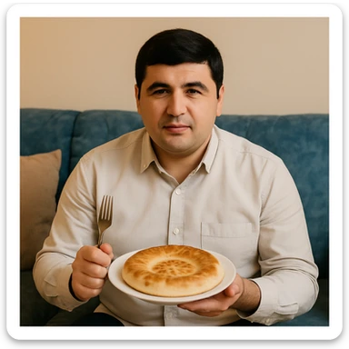 birinchidagi odamni yuziga 2 rasmdagi odamga uzidak qilib chizib bergin xuddu shunday non yen utirganini sticker