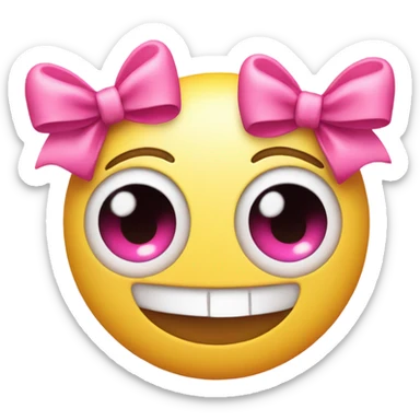 Pink bow smiley heart eyes  sticker