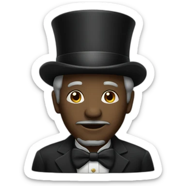 black old man with top hat sticker