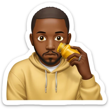 Kendrick Lamar squeezing mustard on drake sticker