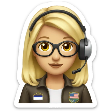 Blonde girl in pilot headset sticker