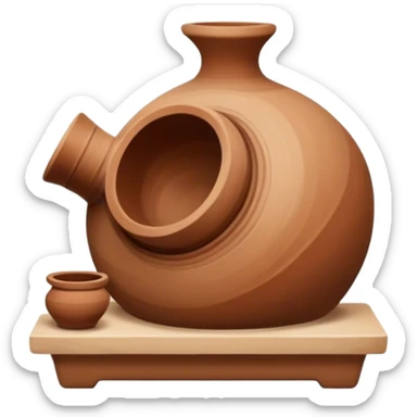 Pottery, clay sculpture, pottery wheel, earthy tones, simple design, minimalistic, on a white background, no extra details sticker