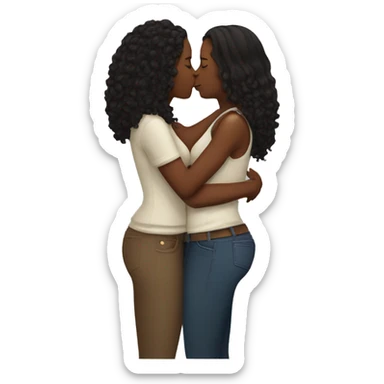 black lesbian couple with long hair kissing sticker