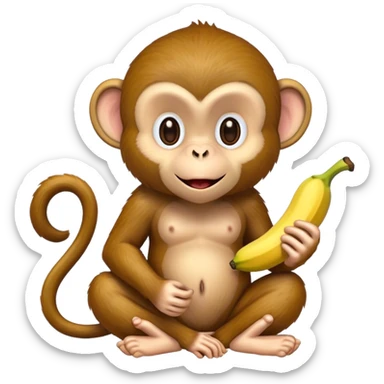 Monkey eat a banana sticker