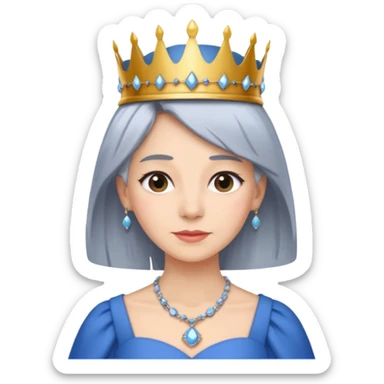 gray hair ladies with necklace and crown, with blue dress sticker