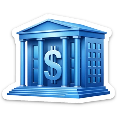 blue bank building with the $ symbol sticker