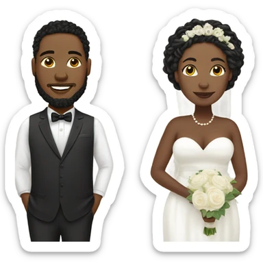 Plus size couple with locs wedding pale sticker