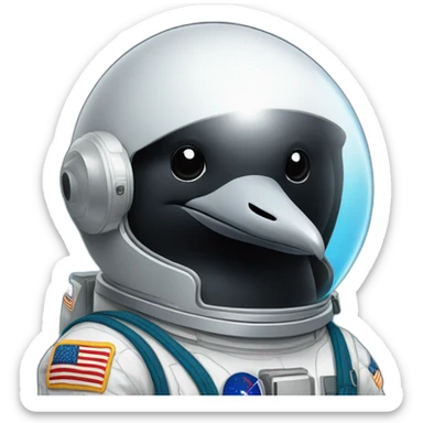 a minnesota loon with an astronaut uniform, head poking out of uniform sticker