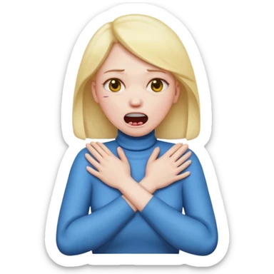 female choking her neck with her hands with her arms crossed and mouth opened emoji  sticker