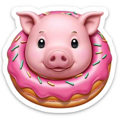 A pig in a doughnut  sticker