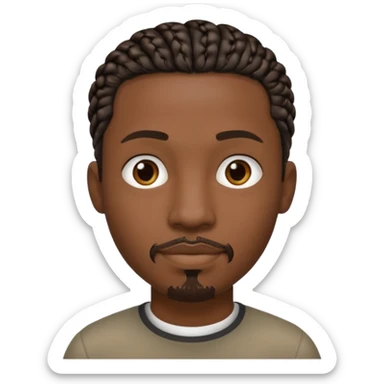 Hazme un emoji de un hombre negro con trenzas cortas (pero un poco largas) y una pequeña perilla sin bigote sticker