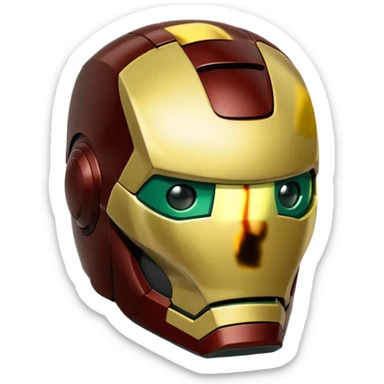 Deep brown and deep green and cream yellow Iron man helmet sticker