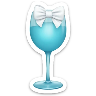 Pastel blue wine glass with a white bow sticker