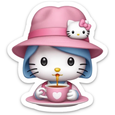 hello kitty clock that tea  sticker