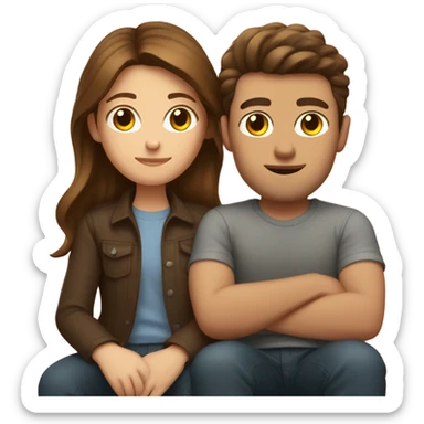 Brown haired girl sitting on brunette guys lap sticker