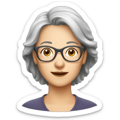 grey hair european women with glasses middle aged sticker