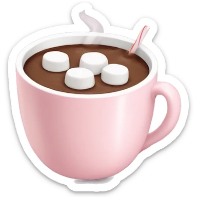 Light Pink mug of hot chocolate with marshmallows  sticker