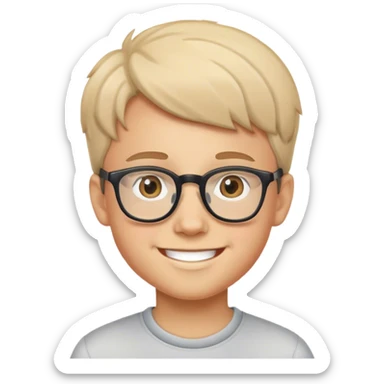 smiling boy indoors with glasses sticker