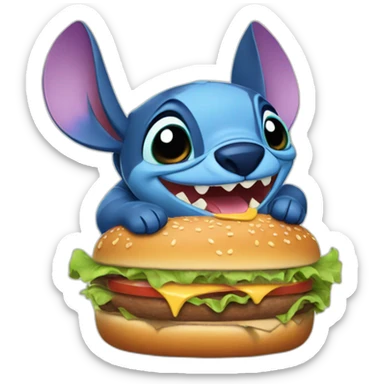 Stitch eating burger sticker