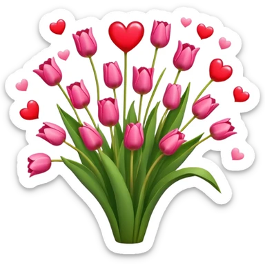 Tulips with hearts around it  sticker