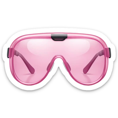 pink laboratory safety glasses, wraparound design with pink-tinted lenses, scientific eyewear sticker