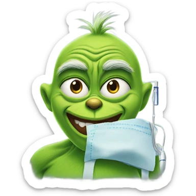 The grinch having knee surgery  sticker