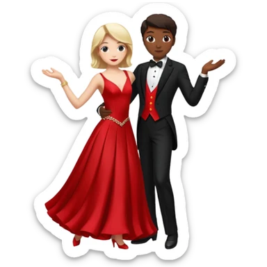 Ballroom dancing with girlred and boyblack  face two eachother  sticker