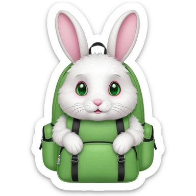 white rabbit wear green backpack sticker
