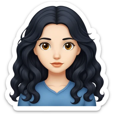 Girl with long wavy black hair sticker