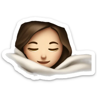 White girl brunette inside a blanket sipping coffee eyes closed sticker
