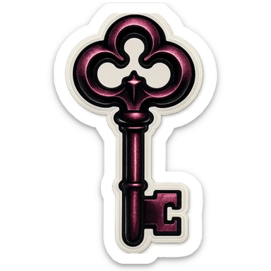 gothic key, black and pink, intricate design sticker