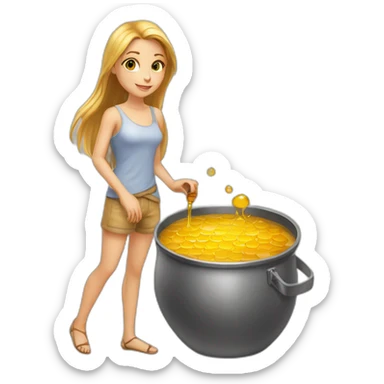Beauty-caucasian-full-body-Girl and the pot of honey sticker