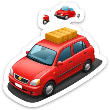 create a realistic emoji showing a logistic car in a trafic situation sticker