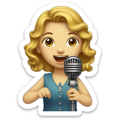 girl singing into vintage microphone sticker