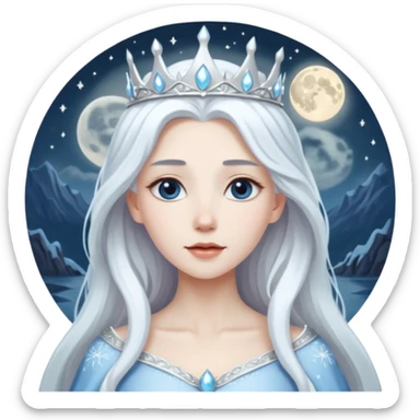 👱🏻‍♀️❄️🌕I want a snow queen with a moon behind her sticker