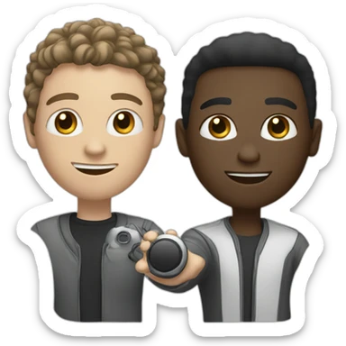 A black guy and a white guy giving hi-fi sticker