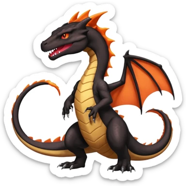 Black lanky elegant evil badass handsome cool beautiful Salandit-Shiny-Charizard-Salazzle-Seviper-fusion sticker