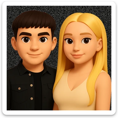 Slightly increase the volume of the upper body of the girl, slightly turn her to face forward, and make the skin color uniform. Maintain the cartoonish 3D avatar style as in the reference image. sticker