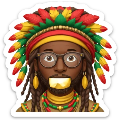 African Tanzanian rastafari warrior with glasses sticker