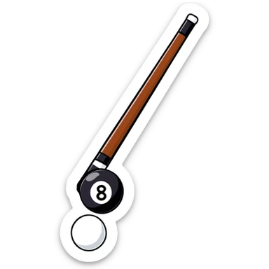 pool cue stick and 8 ball sticker