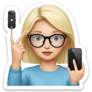 A girl clicking a selfie with cool glasses on  sticker