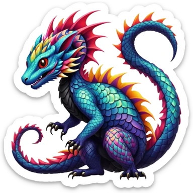 Gothic badass cool complex exotic colorful aesthetic-scenery-Fakémon-creature (full body) sticker