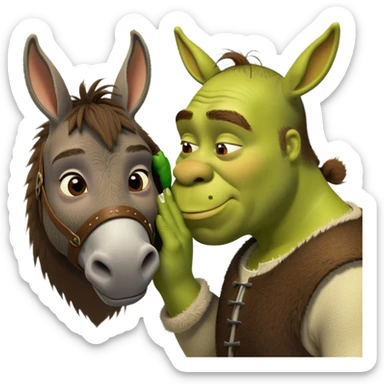 Shrek kisses a donkey sticker