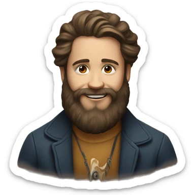 portrait of a bearded boy spinning music sticker